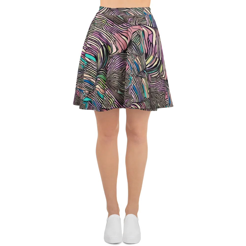 Striated Reverie on Skater Skirt — Front