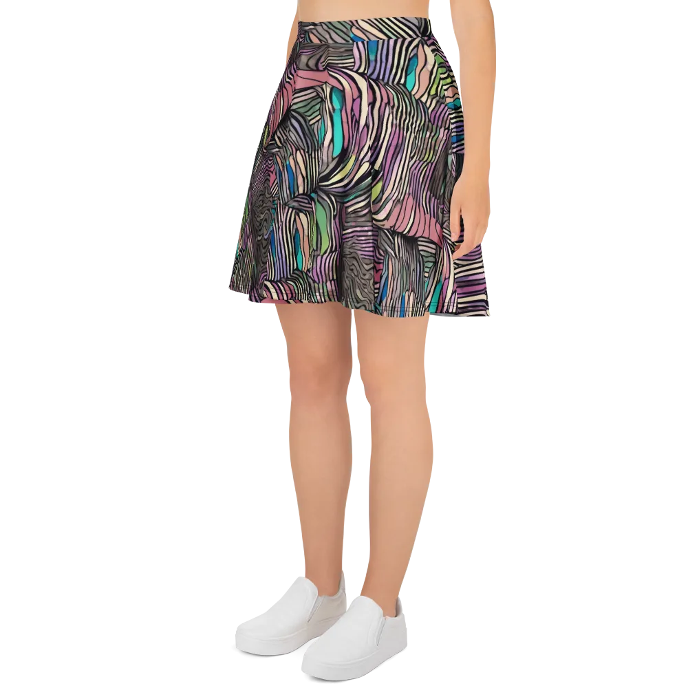 Striated Reverie on Skater Skirt — Left