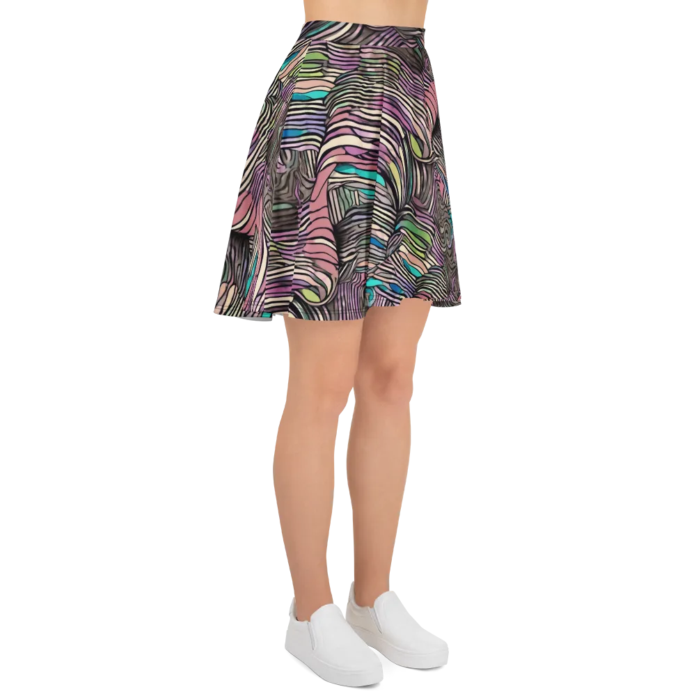 Striated Reverie on Skater Skirt — Right