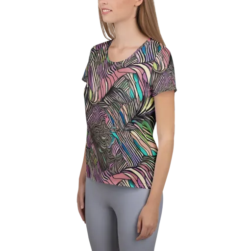 Striated Reverie on a Women's Athletic T-Shirt