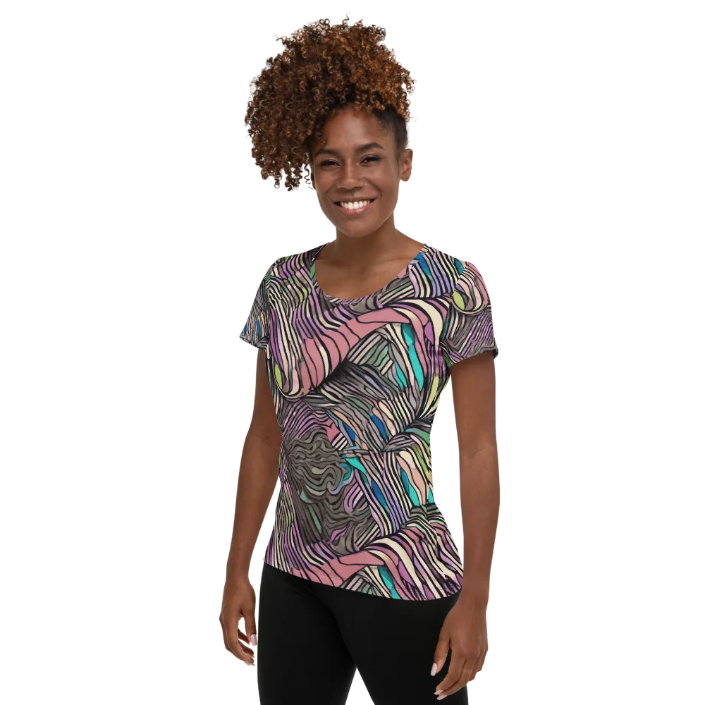 Striated Reverie on Women's Athletic T-Shirt — Left