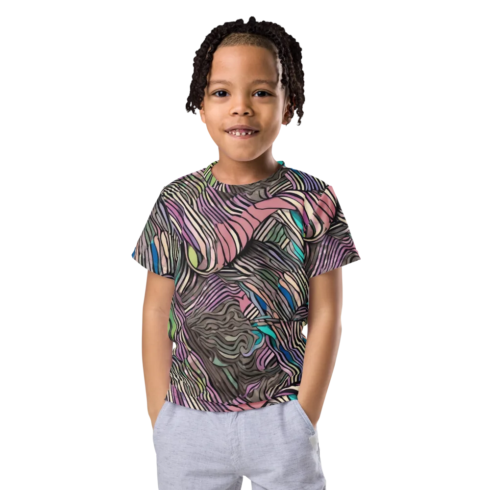 Striated Reverie on Kids Crew Neck T-Shirt — Front