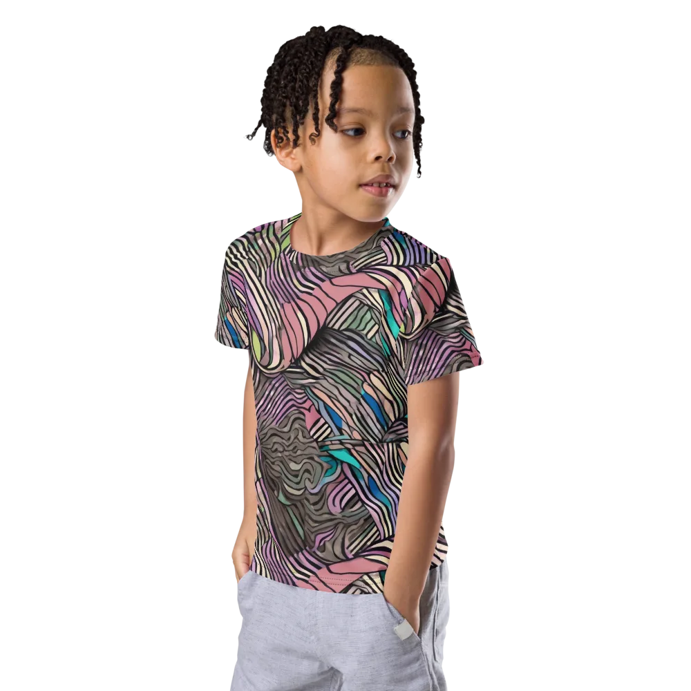 Striated Reverie on Kids Crew Neck T-Shirt — Left Front