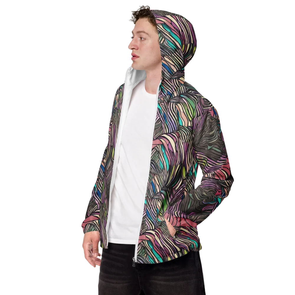 Striated Reverie on Men's Windbreaker — Left Front