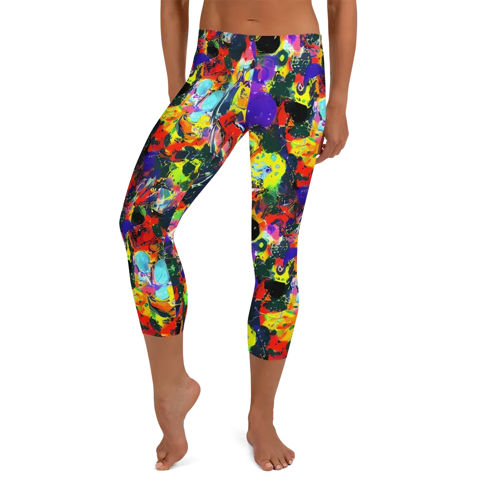 Electric Impasto on Capri Leggings — Front