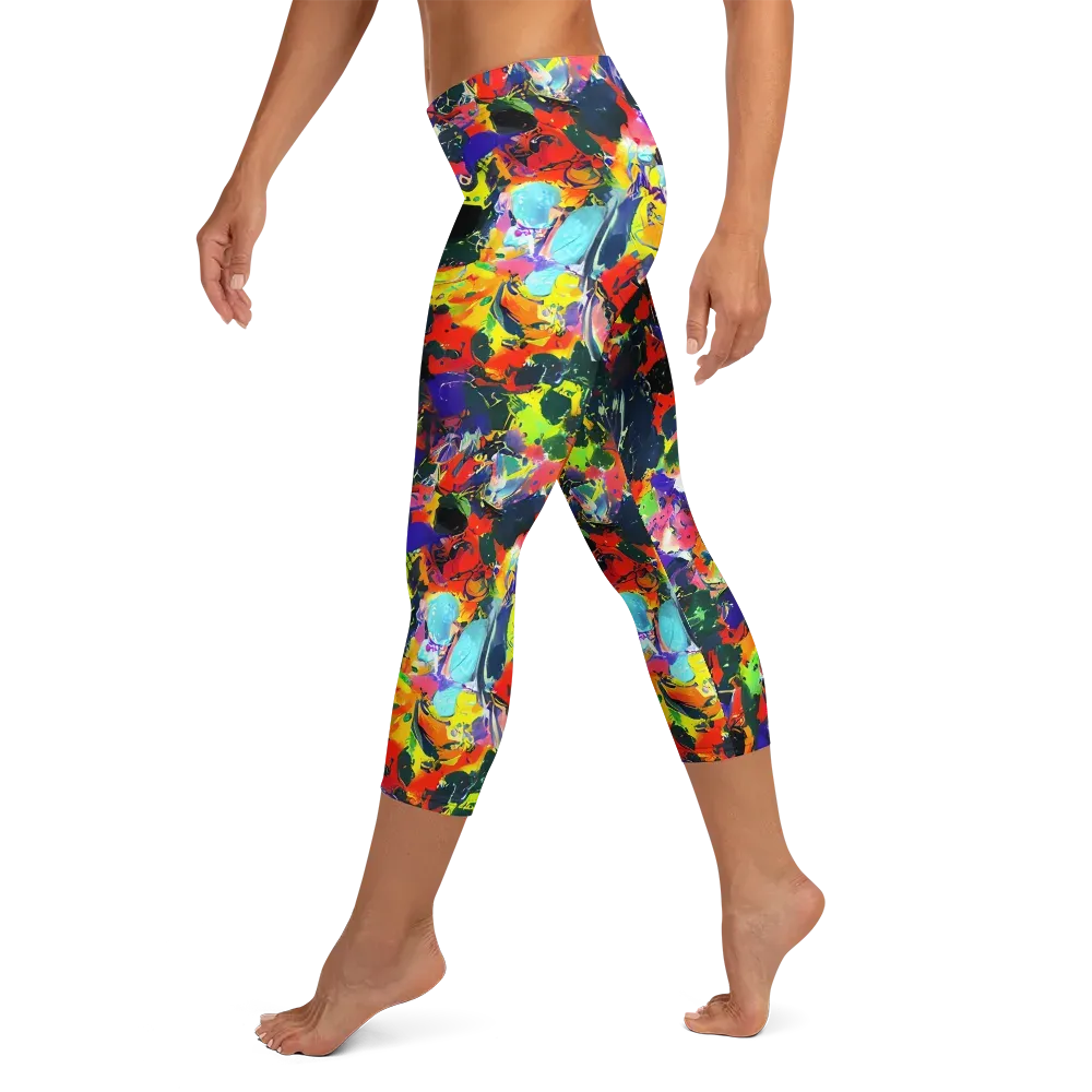 Electric Impasto on Capri Leggings — Left