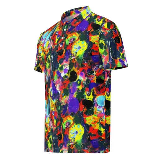 Electric Impasto on a Men's Slim Fit Polo Shirt