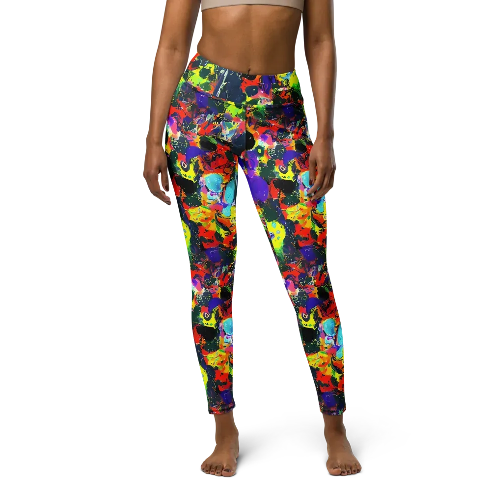 Electric Impasto on Yoga Leggings — Front