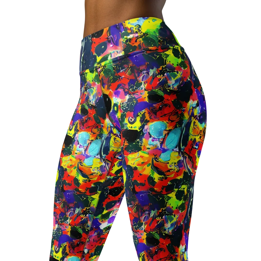 Electric Impasto on Yoga Leggings — Left Front
