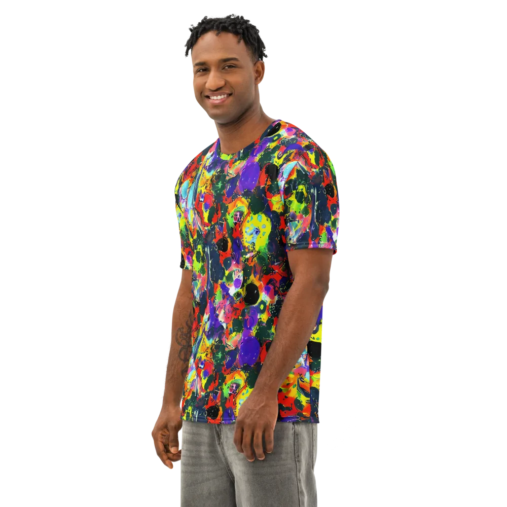 Electric Impasto on Men's Cotton Crew Neck T-Shirt — Left Front