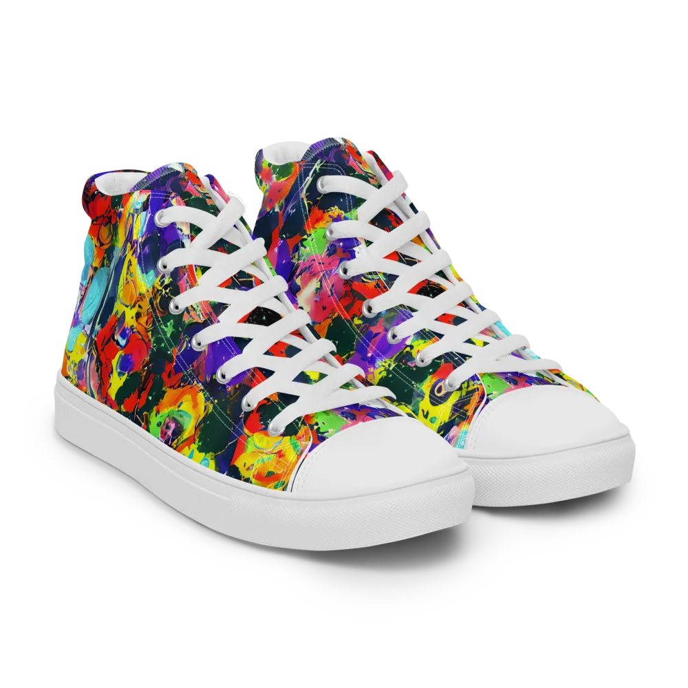 Electric Impasto on Men's High Top Canvas Shoes — Right Front