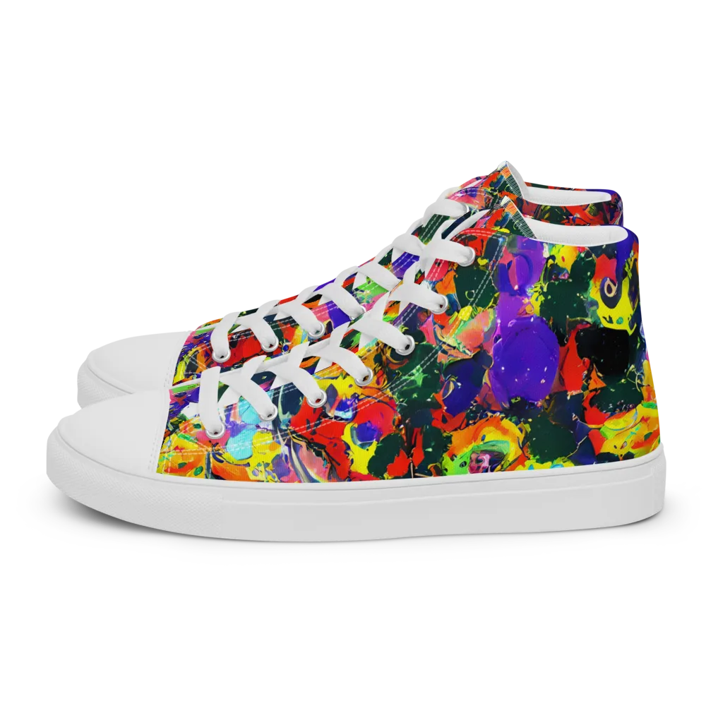 Electric Impasto on Men's High Top Canvas Shoes — Left