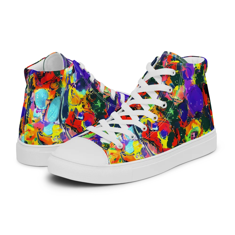 Electric Impasto on Men's High Top Canvas Shoes — Left