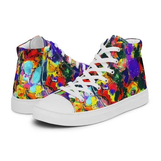 Electric Impasto on a Men's High Top Canvas Shoes