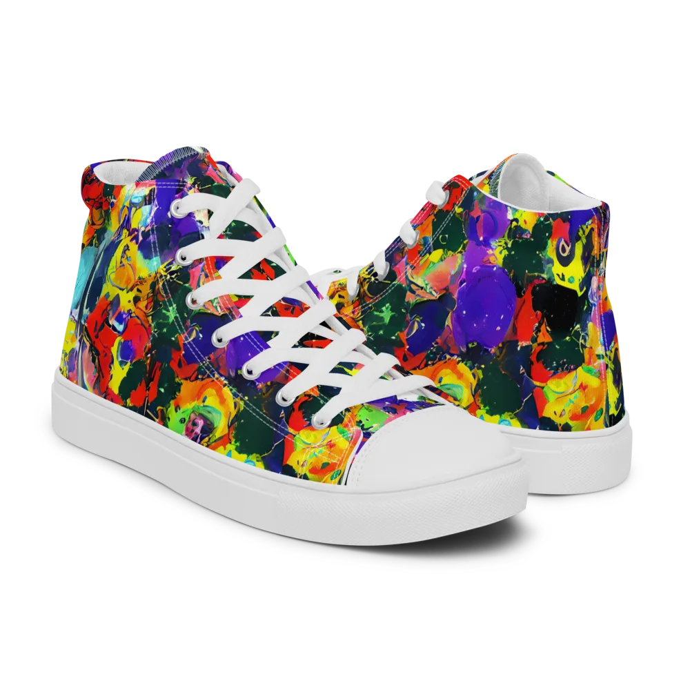 Electric Impasto on Men's High Top Canvas Shoes — Right