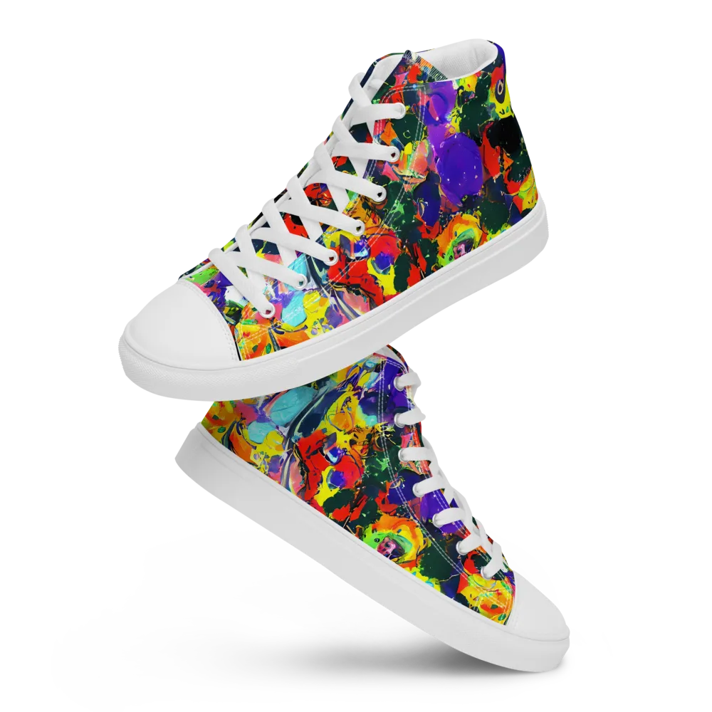 Electric Impasto on Men's High Top Canvas Shoes — Front