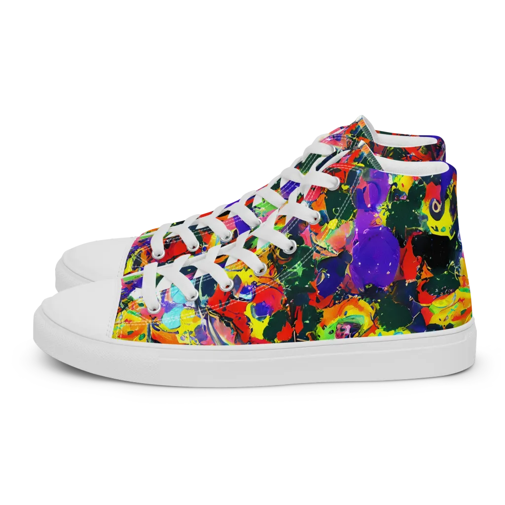 Electric Impasto on Women's High Top Canvas Shoes — Left