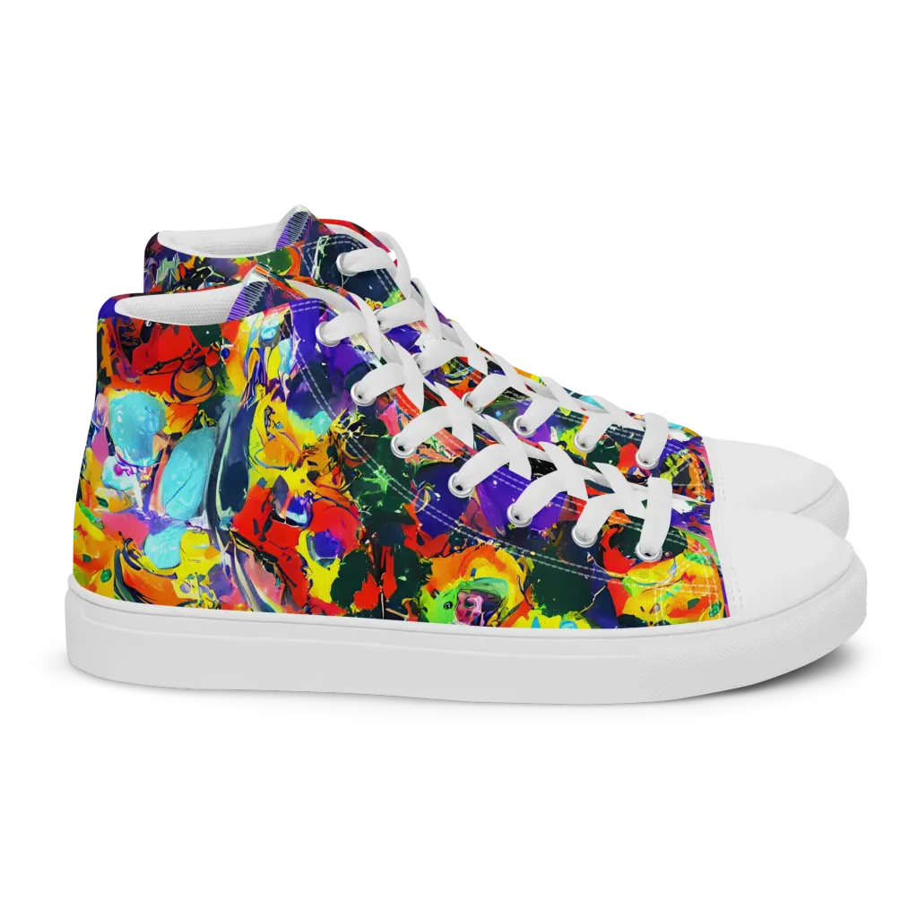Electric Impasto on Women's High Top Canvas Shoes — Right