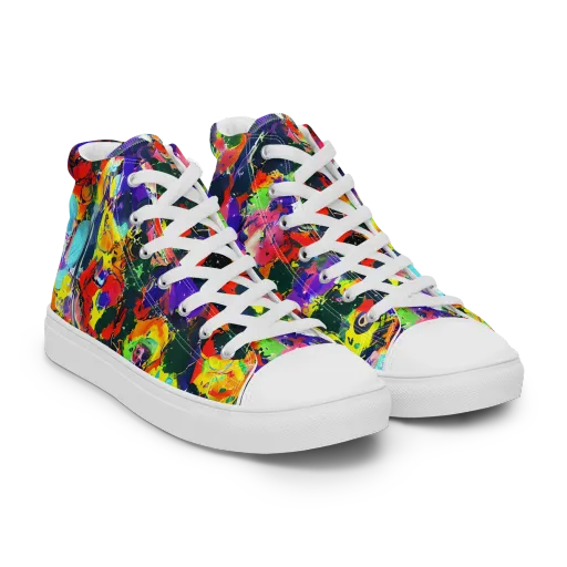 Electric Impasto on a Women's High Top Canvas Shoes