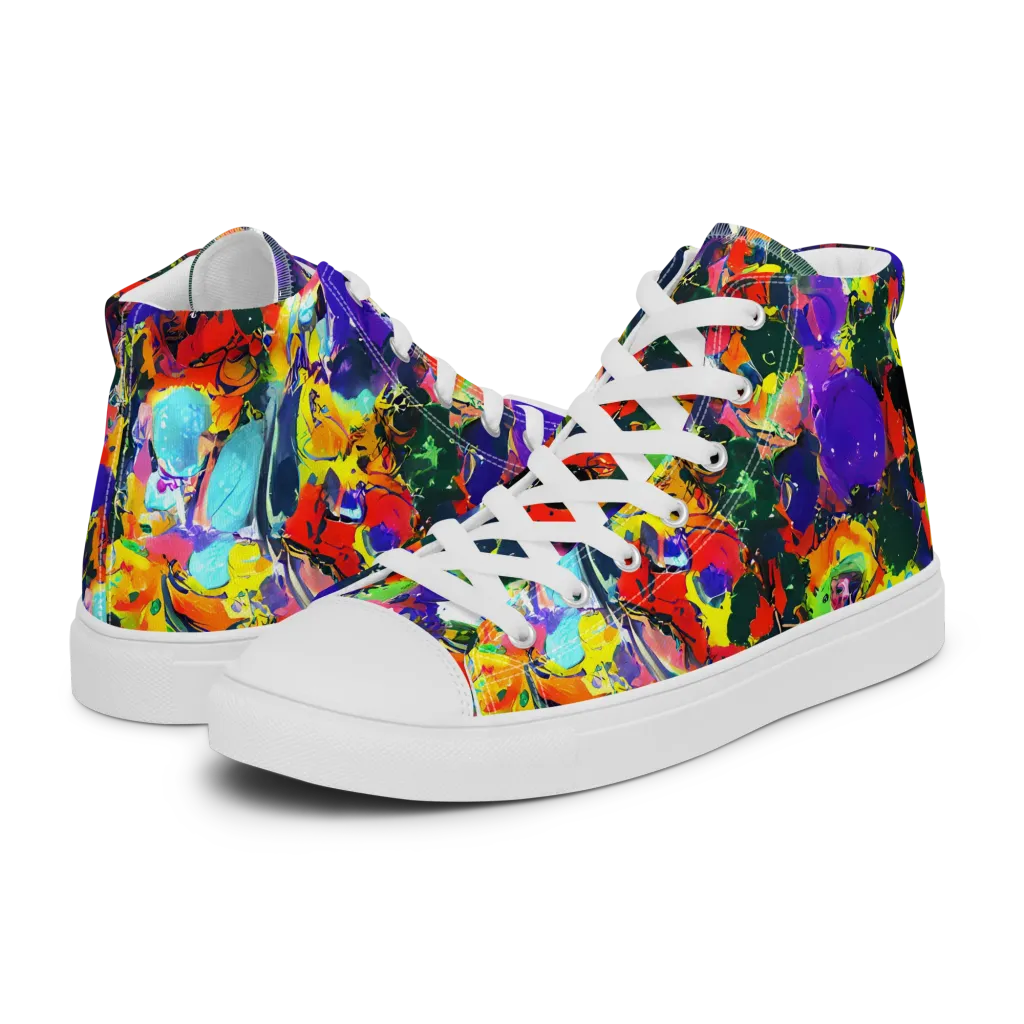 Electric Impasto on Women's High Top Canvas Shoes — Left