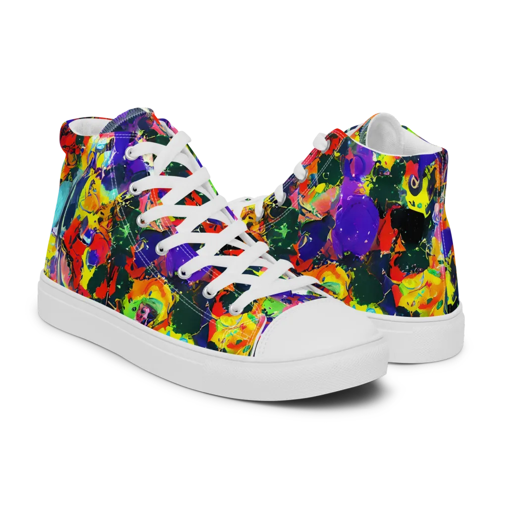 Electric Impasto on Women's High Top Canvas Shoes — Right