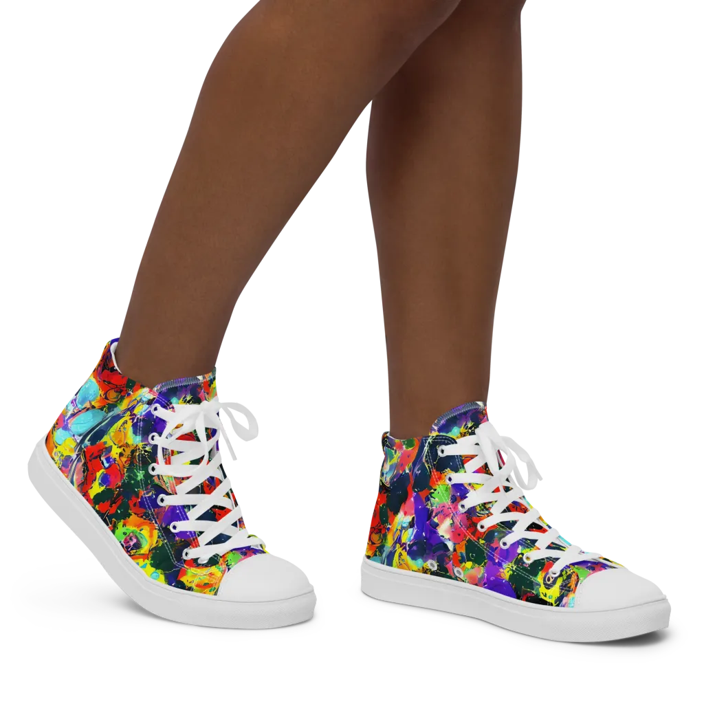 Electric Impasto on Women's High Top Canvas Shoes — Right