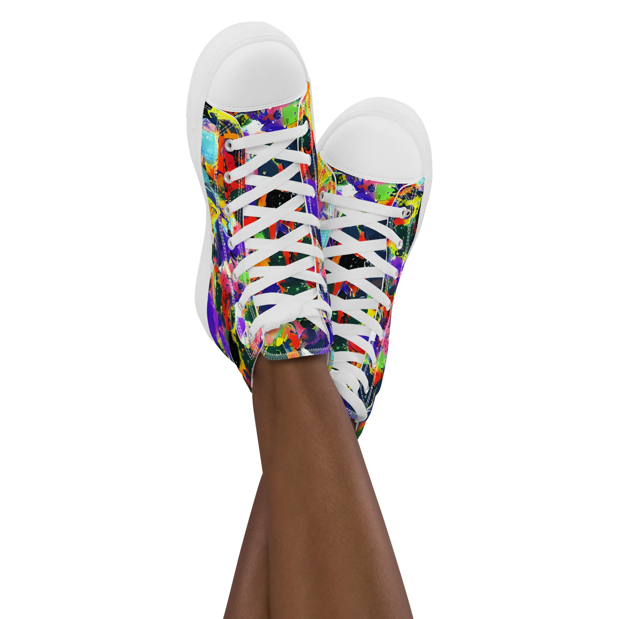 Electric Impasto on Women's High Top Canvas Shoes — Front