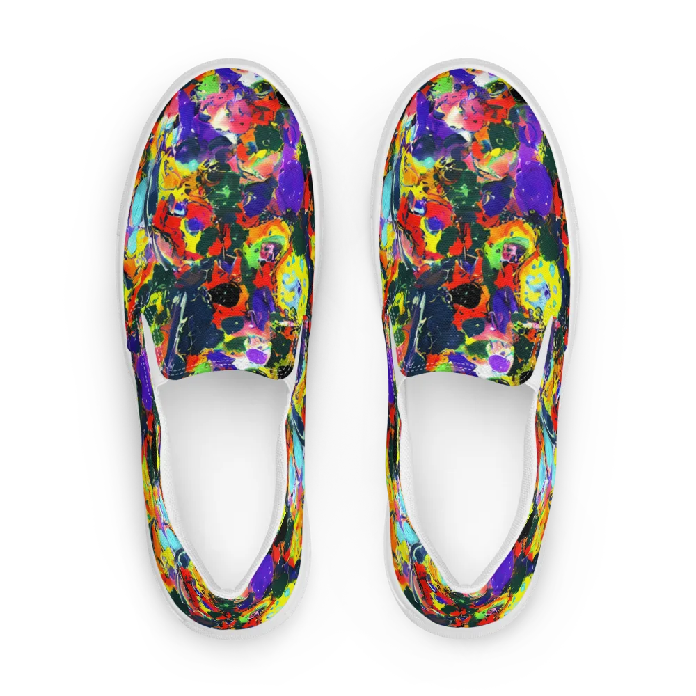 Electric Impasto on Men's Slip-On Canvas Shoes — Front