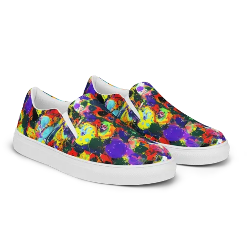 Electric Impasto on a Men's Slip-On Canvas Shoes