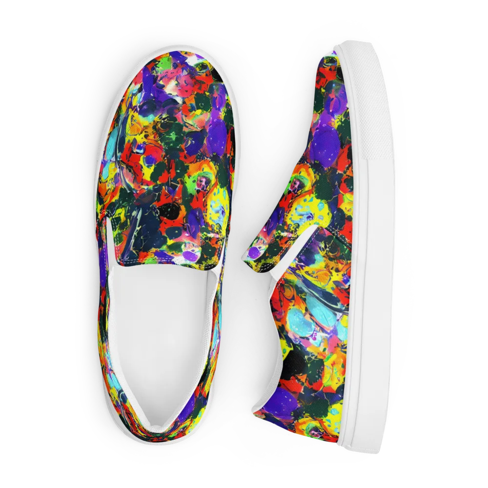 Electric Impasto on Men's Slip-On Canvas Shoes — Front