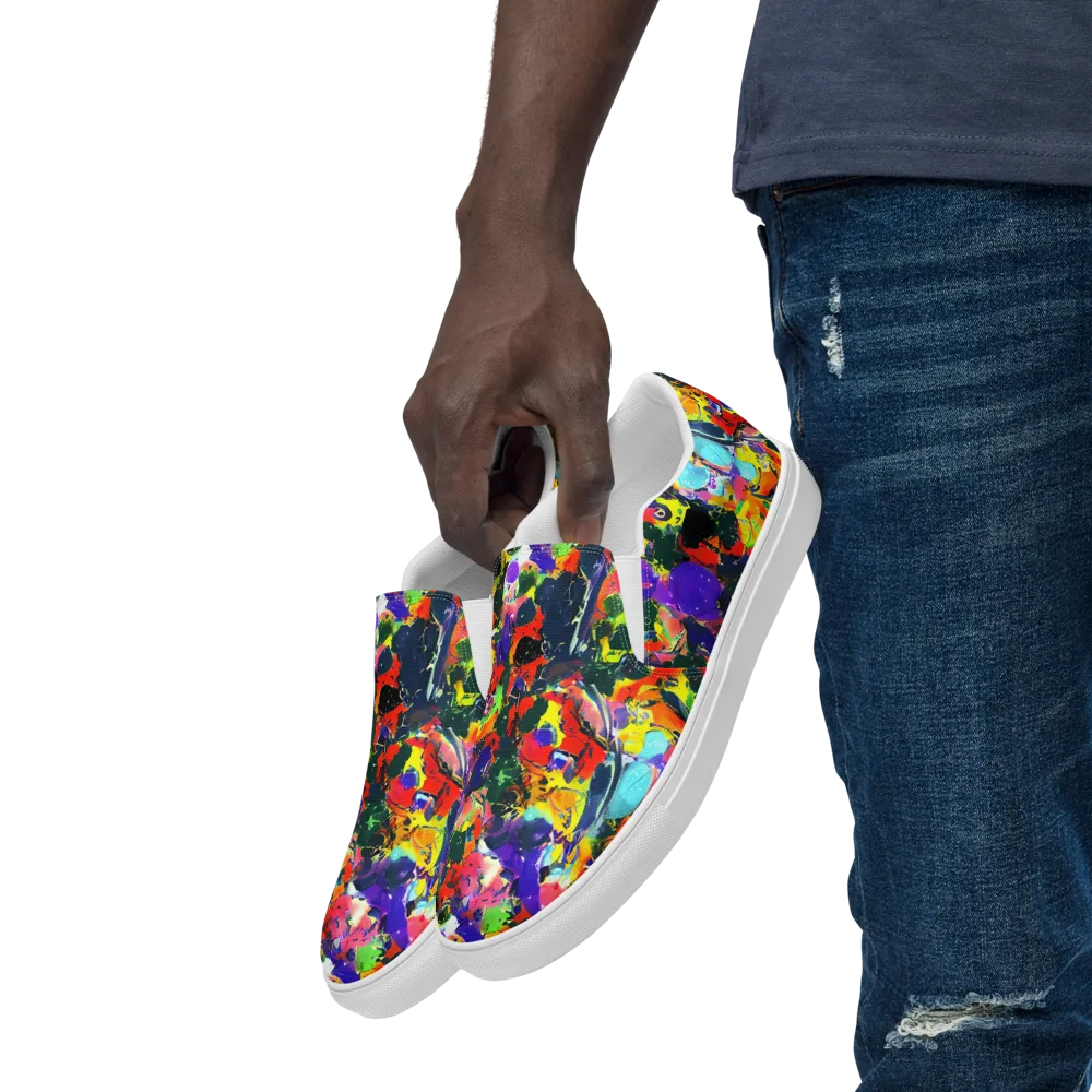 Electric Impasto on Men's Slip-On Canvas Shoes — Left Front