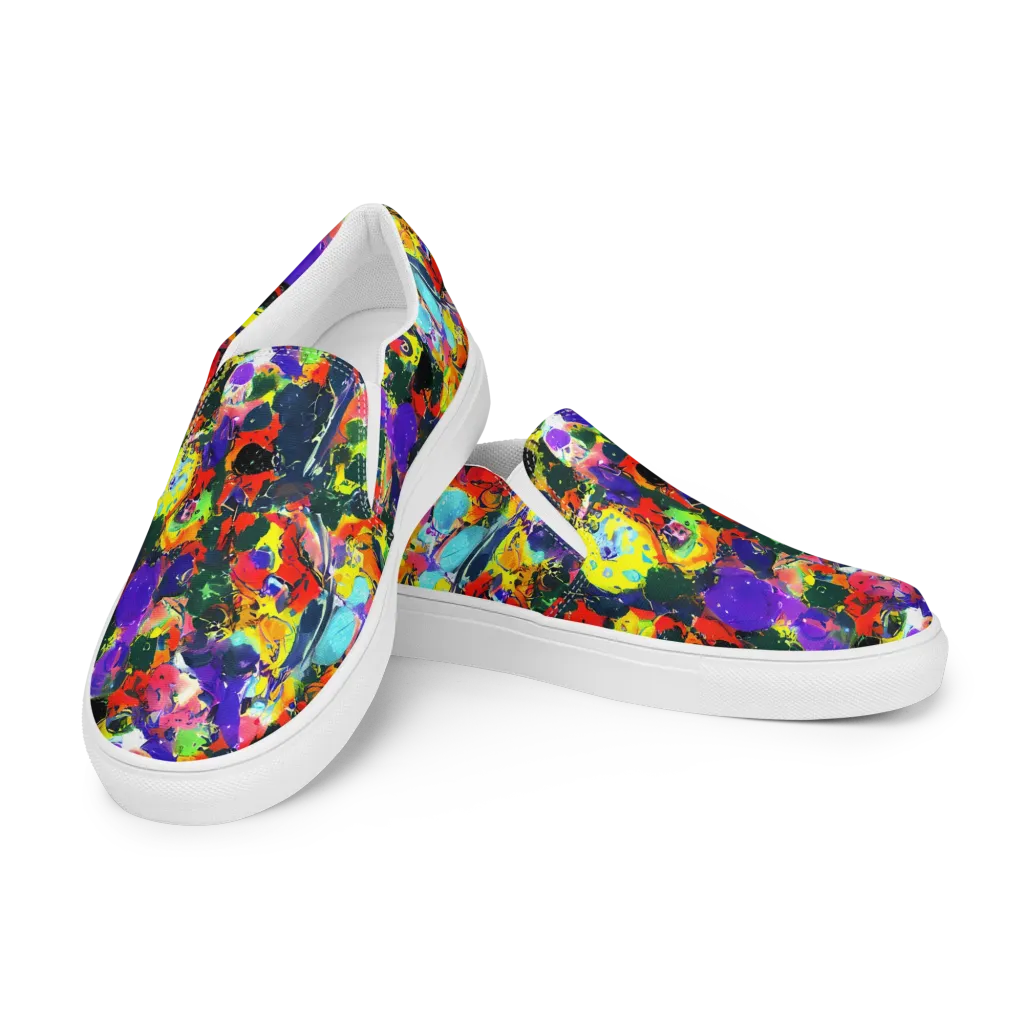 Electric Impasto on Women's Slip-On Canvas Shoes — Left Front