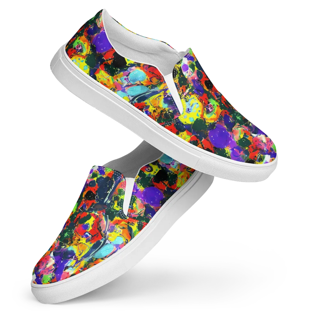 Electric Impasto on Women's Slip-On Canvas Shoes — Front