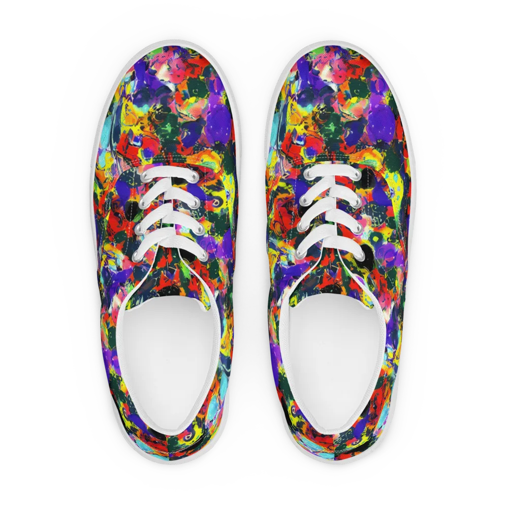 Electric Impasto on Men's Lace-Up Canvas Shoes — Front