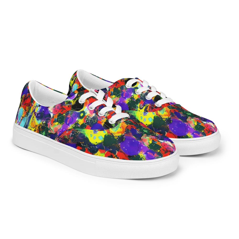 Electric Impasto on Men's Lace-Up Canvas Shoes — Right Front