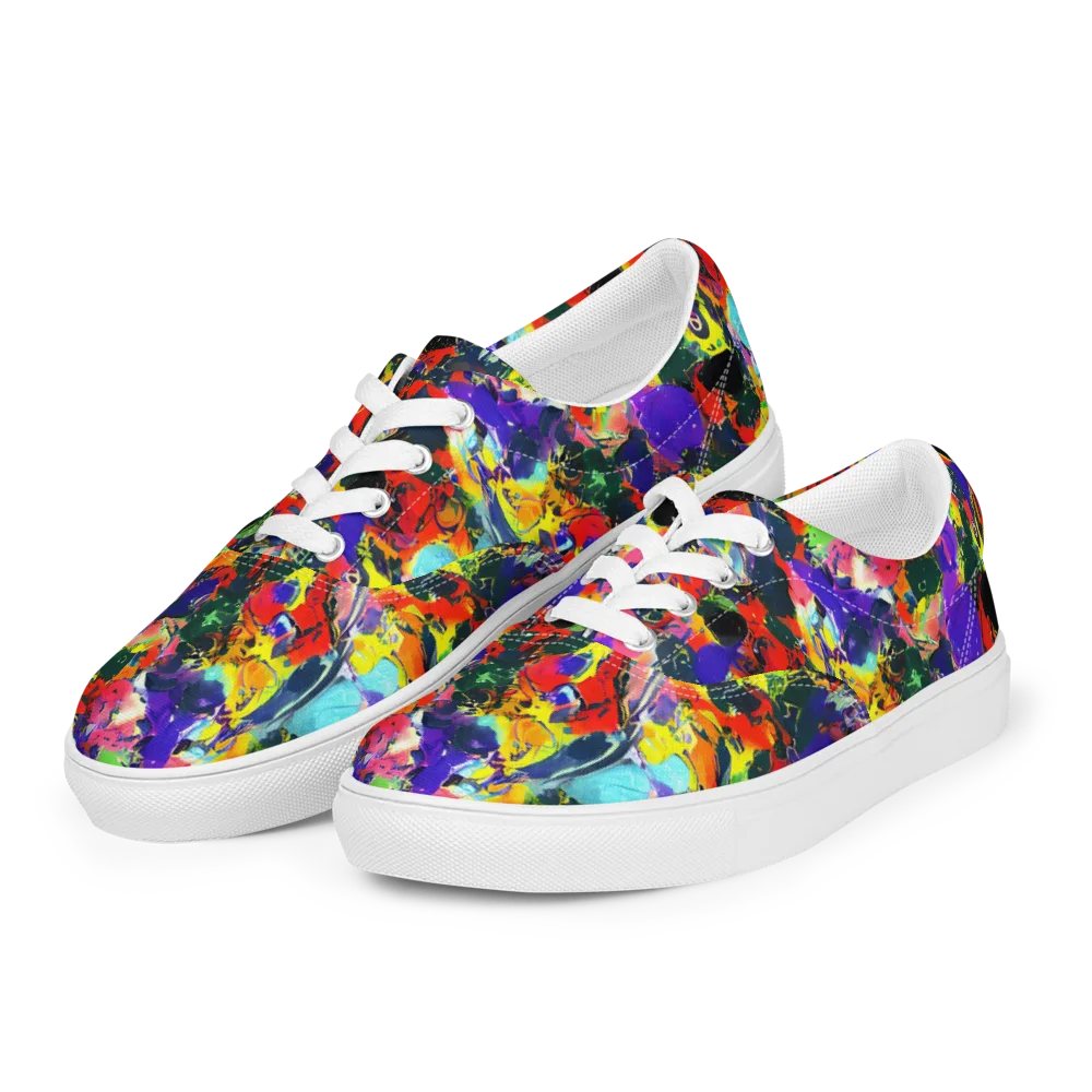 Electric Impasto on Men's Lace-Up Canvas Shoes — Left Front