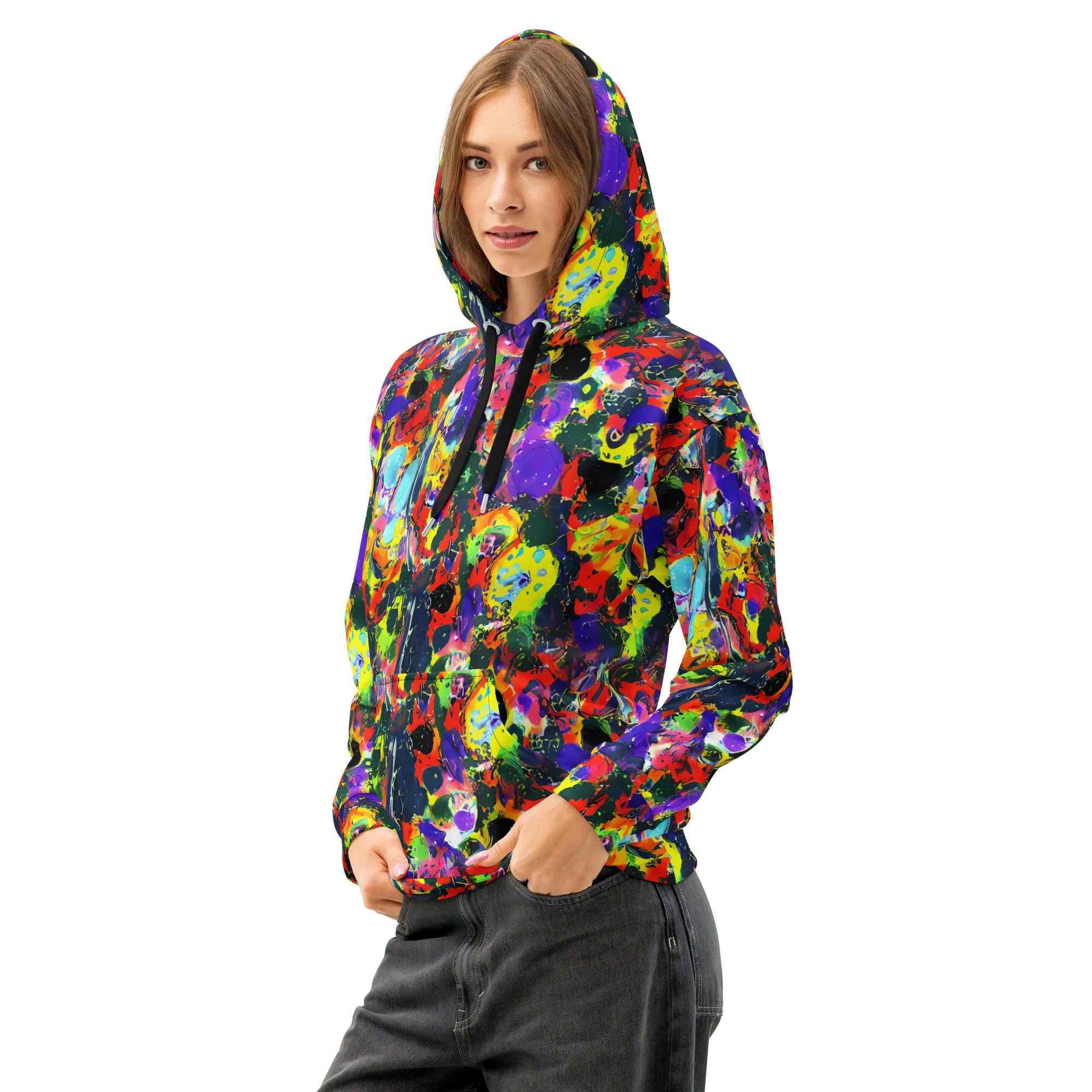 Electric Impasto on Cotton Hoodie — Left Front