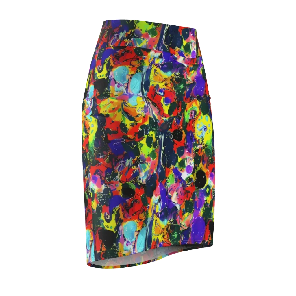 Electric Impasto on Pencil Skirt — Front Side
