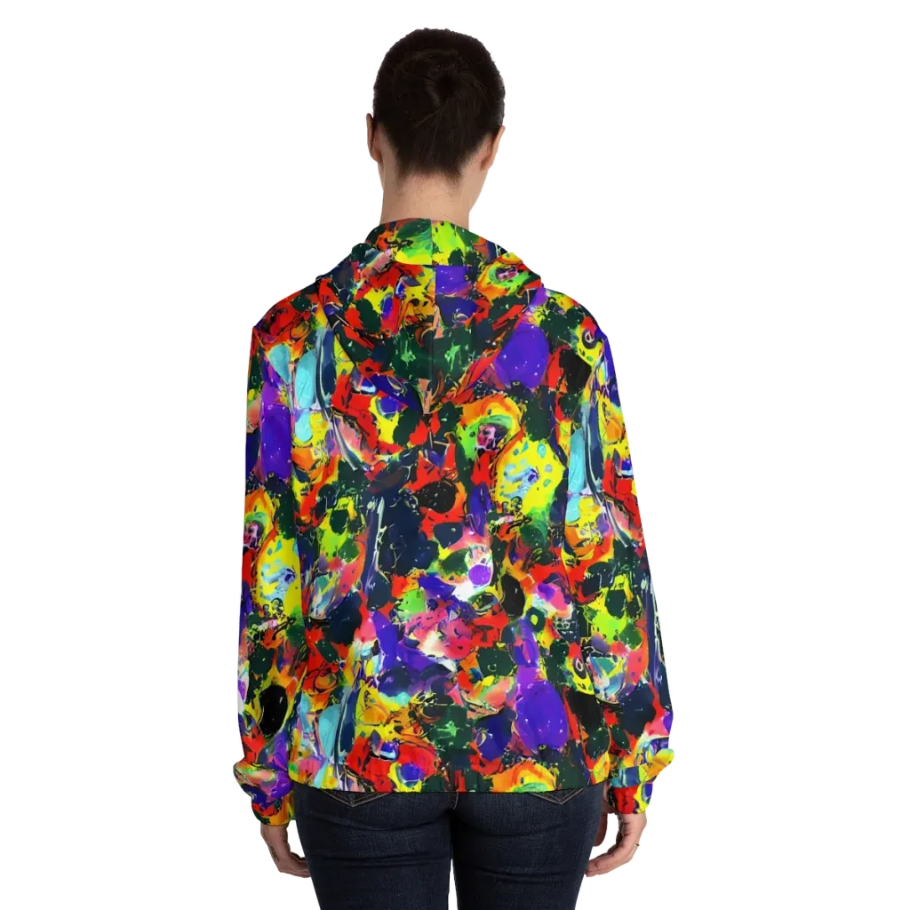 Electric Impasto on Women's Full-Zip Hoodie — Back On Person