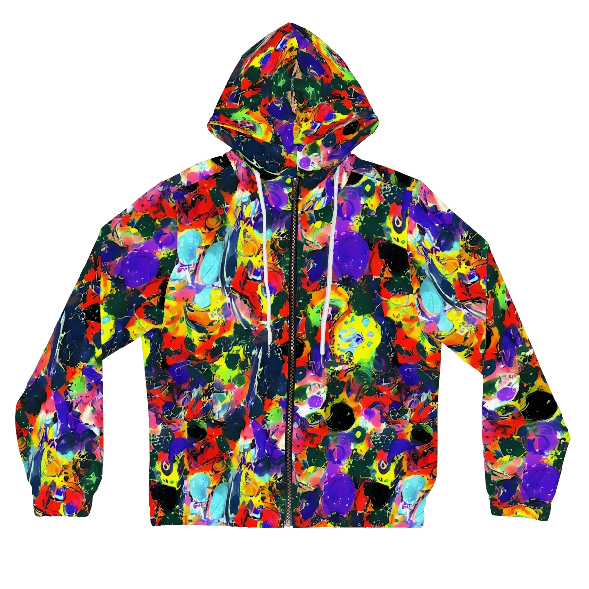 Electric Impasto on Women's Full-Zip Hoodie — Front