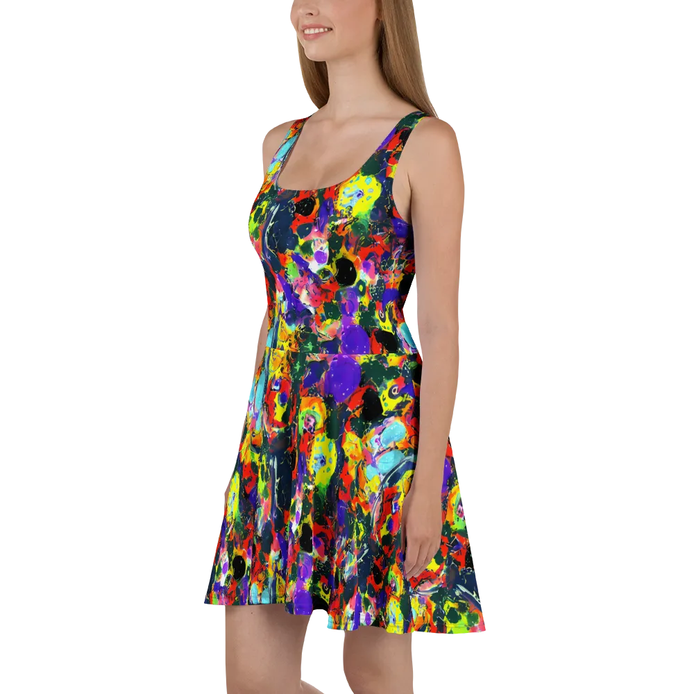 Electric Impasto on Skater Dress — Left