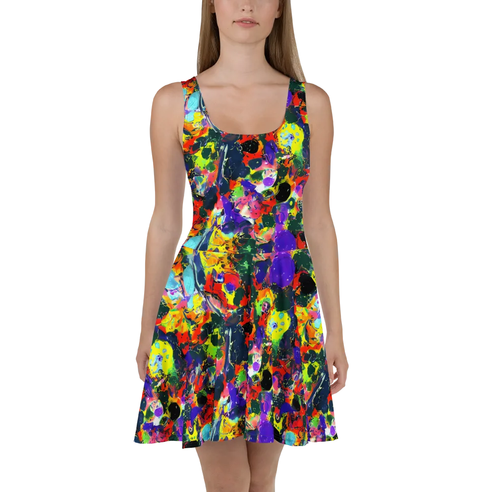 Electric Impasto on Skater Dress — Front