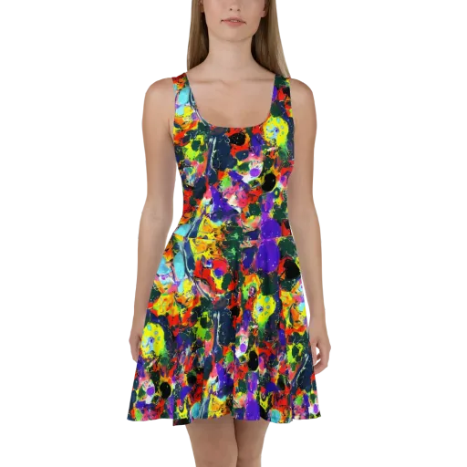 Electric Impasto on a Skater Dress