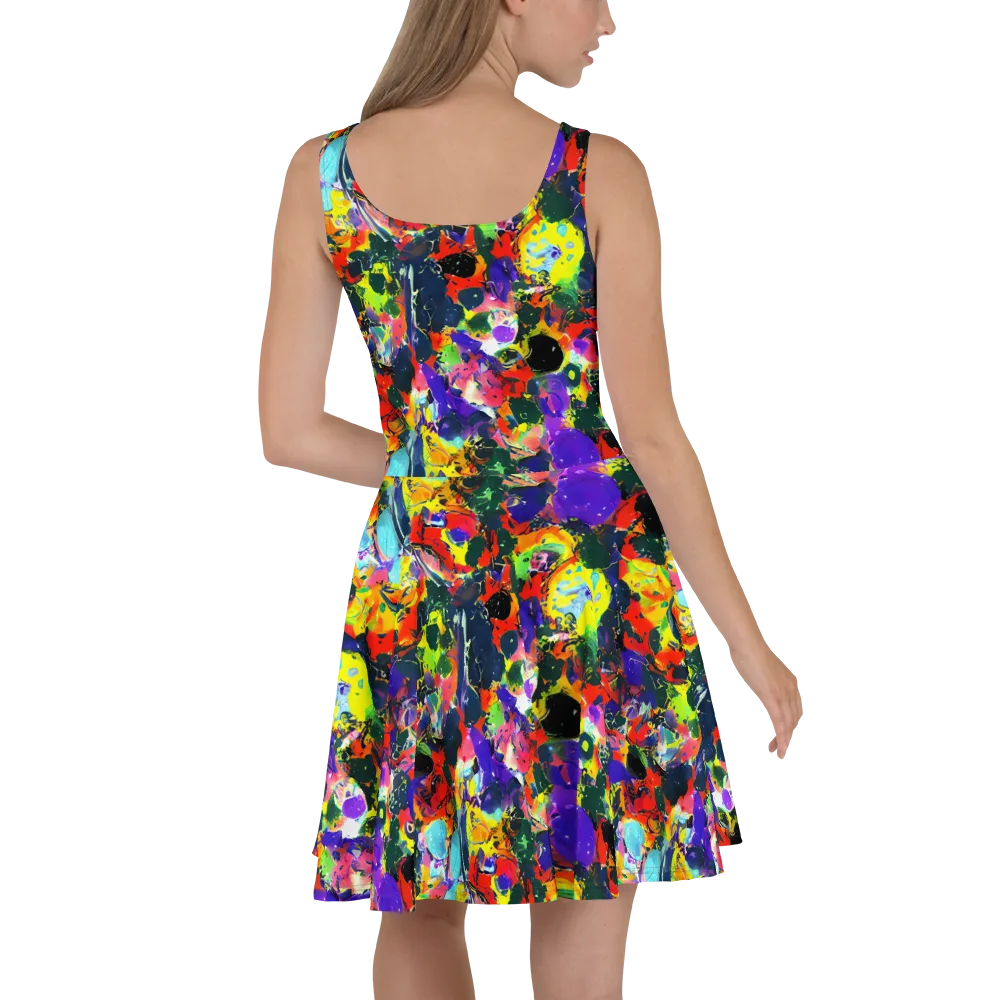 Electric Impasto on Skater Dress — Back