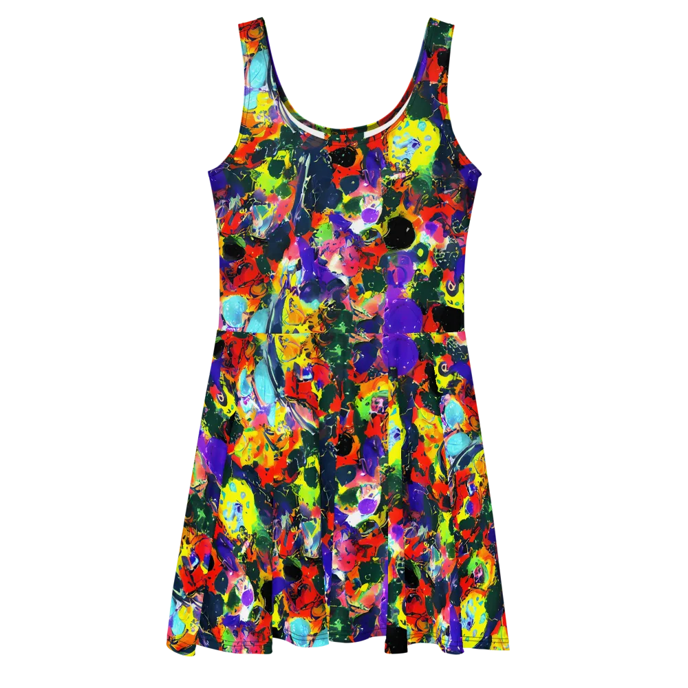 Electric Impasto on Skater Dress — Front