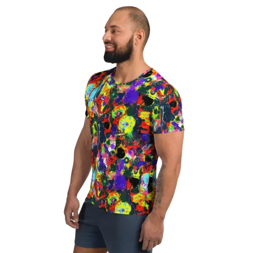 Electric Impasto on a Men's Athletic T-Shirt
