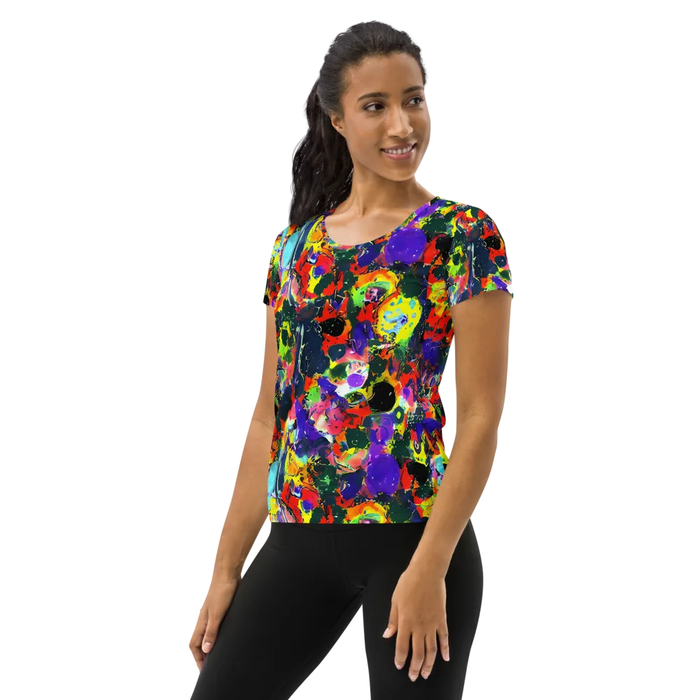 Electric Impasto on Women's Athletic T-Shirt — Left