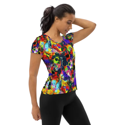 Electric Impasto on a Women's Athletic T-Shirt