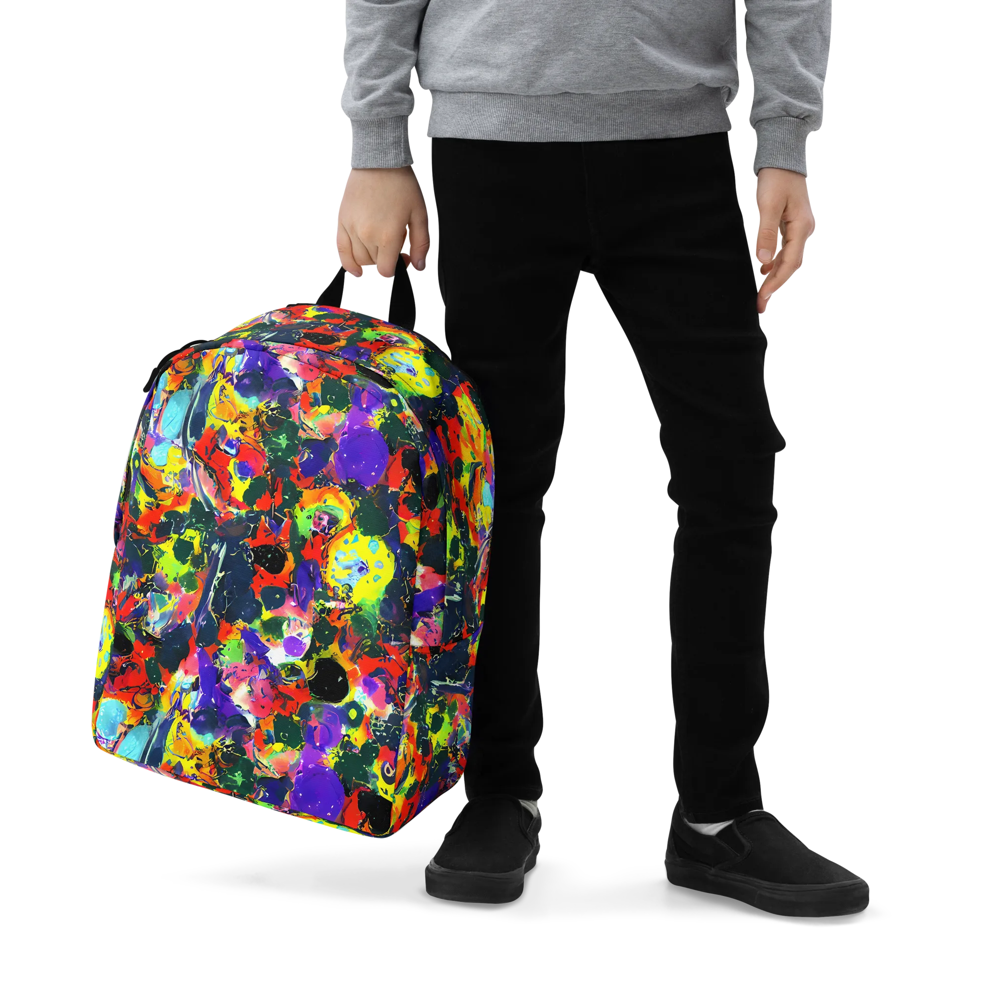 Electric Impasto on Minimalist Backpack — Zoomed-in