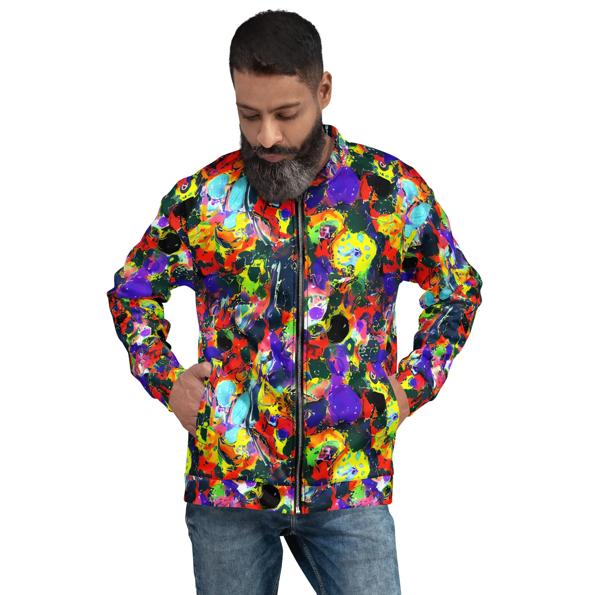 Electric Impasto on Bomber Jacket — Front
